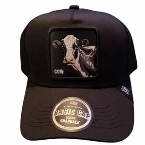 Cow Trucker Hat Black Mesh Snapback Animal Graphic Unisex New